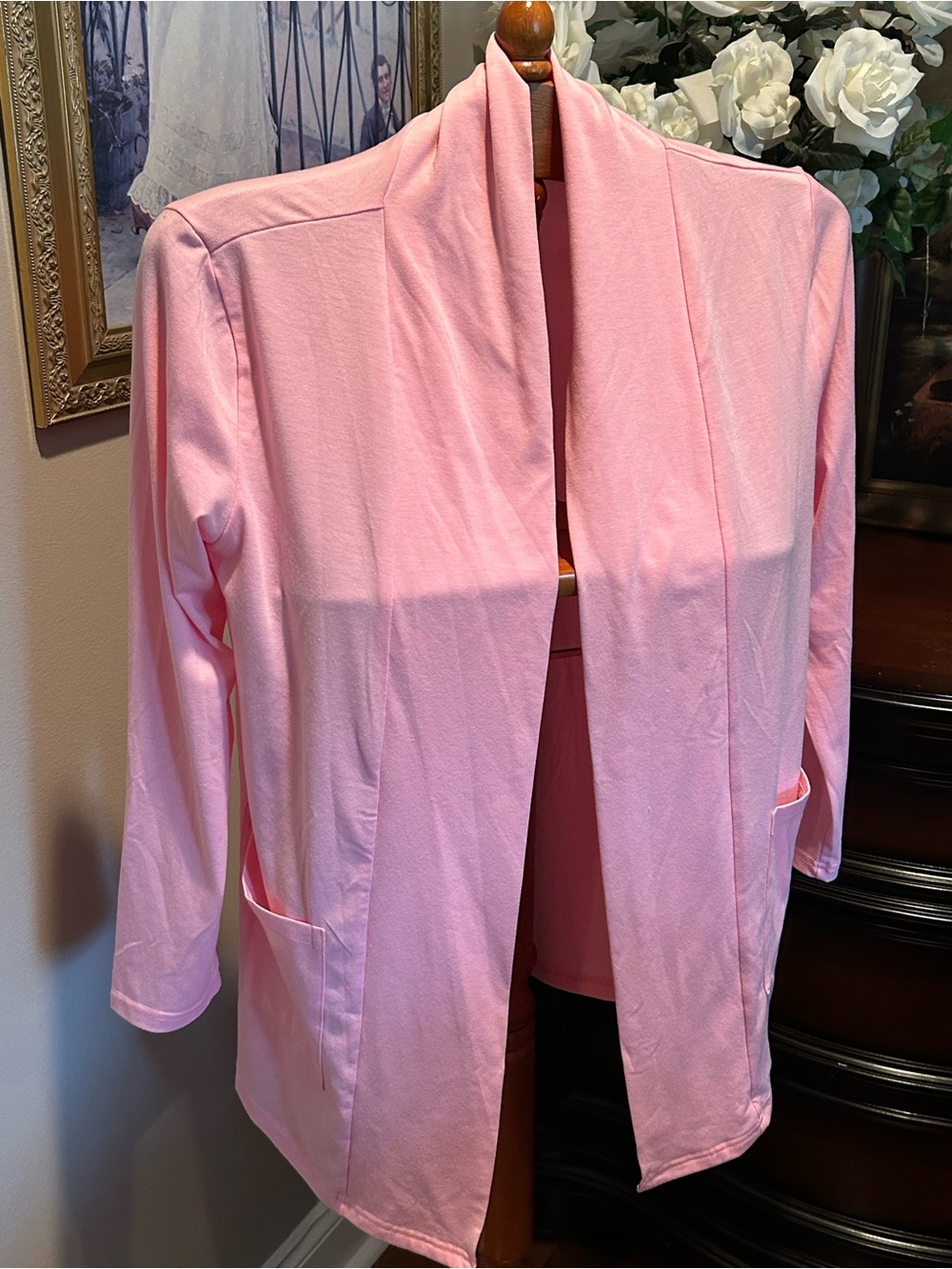 NWT Micoson Pink Open-Front Lightweight Cardigan Sz S